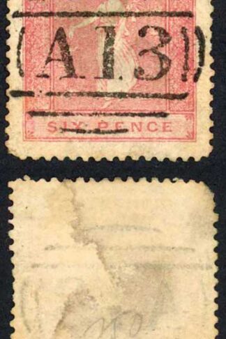 Virgin Islands 1867-70 SG.13 6d dull rose no wmk P15 greyish paper used