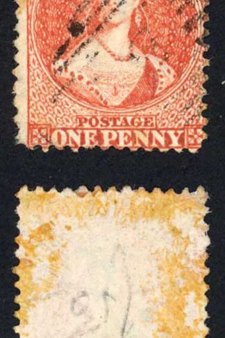 New Zealand 1862-4 SG.68 1d orange-vermilion wmk Large Star P13 used c400 pounds