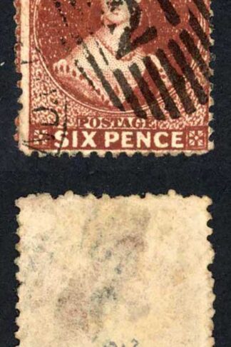 New Zealand 1862-4 SG.77 6d red-brown wmk Large Star P13 used cat 130 pounds