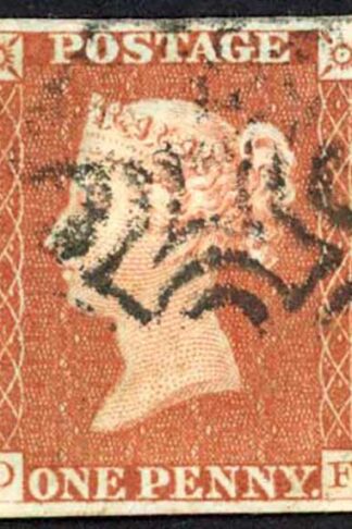 1841 Penny Red (OF) Plate 27 Fine Four Margins Cat 60 pounds