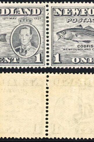 Newfoundland SG257a 1c Perf 14 with and without wmk (trace at right) M/M