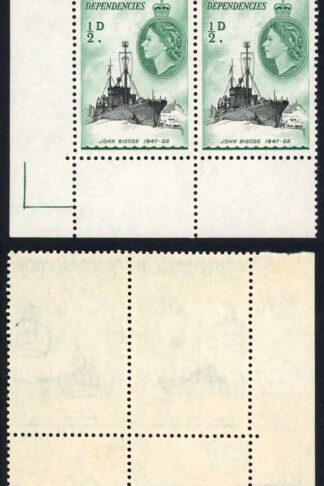 Falkland Is Dep SGG26a 1/2d Black and Deep Green (DLR) U/M Pair Cat 20 Pounds