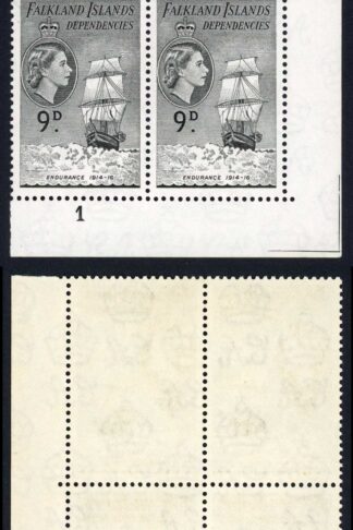 Falkland Is Dep SGG34 9d Black Plate Block Cat 26+++ pounds