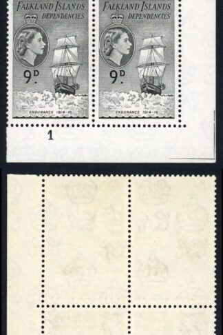 Falkland Is Dep SGG34 9d Black Plate Block Cat 26+++ pounds