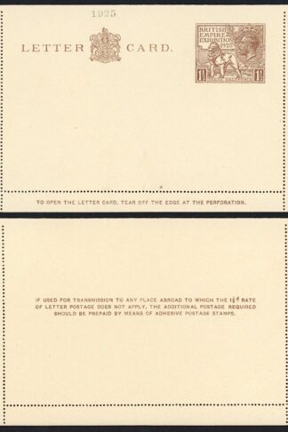 1925 Wembley 1 1/2d Letter Card Mint