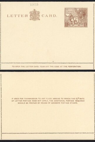 1925 Wembley 1 1/2d Letter Card Mint