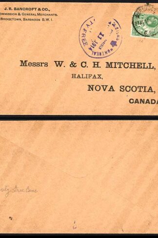 Barbados 1/2d on Printed envelope with Duty Free Handstamp