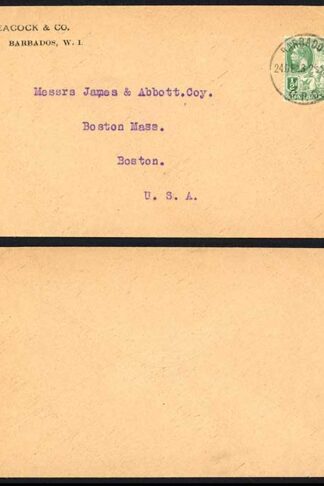 Barbados KGV 1/2d on Printed envelope to the USA
