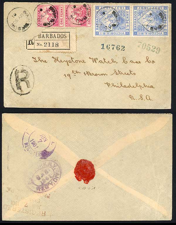 Barbados 2 1/2d Jubilee Pair on Cover