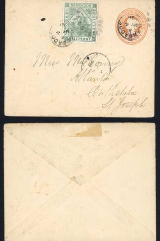 Barbados Penny Pink opt 1/2d Uprated with 1/2d Jubilee