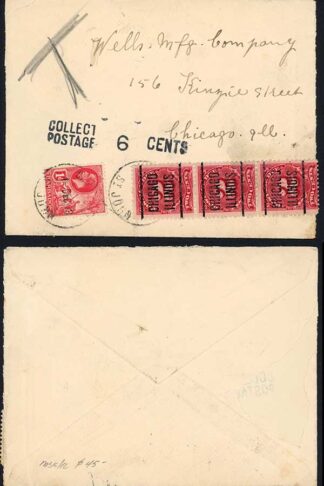 Barbados 1 1/2d underpaid cover with 6 cent post due (equivalent of 3d)