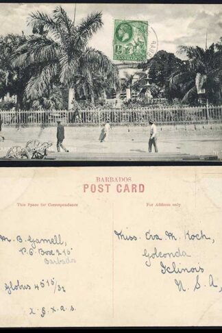 Barbados 1/2d Printed Matter Rate on Fountain Gardens Postcard