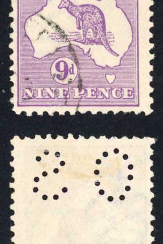 Australia SGO34 9d Violet Wmk 5 Perf OS Cat 120 pounds
