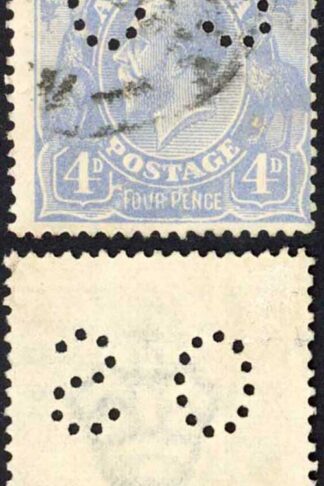 Australia SGO74 4d Ultramarine FOUR PENCE in THINNER Letters Perf OS