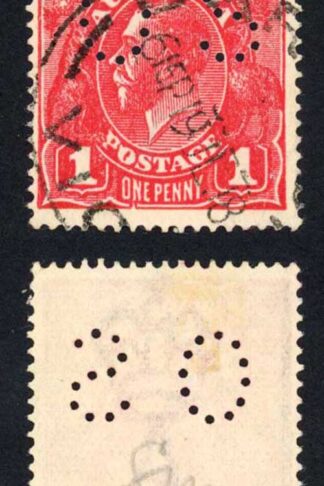 Australia SGO54 1d wmk 5 Secret mark Perf OS
