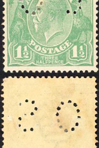 Australia SGO70 1 1/2d green wmk 5 Perf OS M/M (toned) Cat 45 pounds