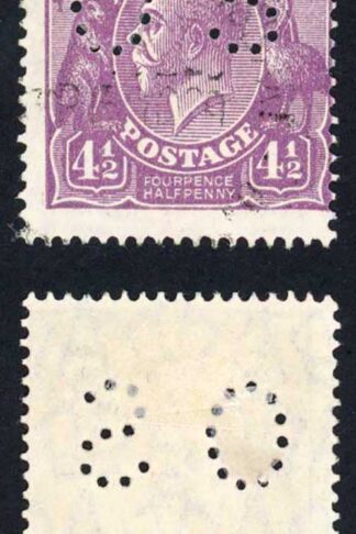 Australia SGO95 4 1/2d Violet Wmk 7 Perf 14 Perf OS Cat 42 pounds