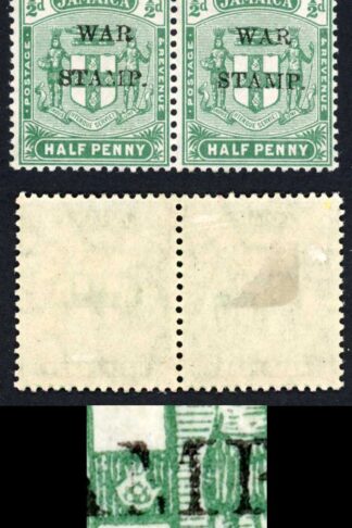 Jamaica SG73 1/2d Blue-green Broken M and P M/M