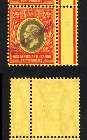 KUT SG50s KGV 35c Black and red/yellow opt Specimen locally U/M Strip of SIX