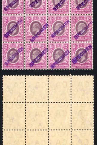 KUT SG38s KEVII 12c New Currency opt Specimen (locally) U/M BLOCK of SIXTEEN