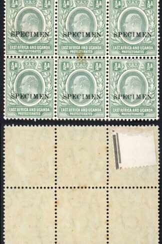 KUT SG17s KEVII 1/2a Wmk Mult Crown opt Specimen (locally) Block (odd tone spot)