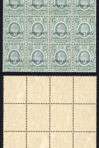 KUT SG17s KEVII 1/2a Wmk Mult Crown opt Specimen (locally) Block of 16 U/M