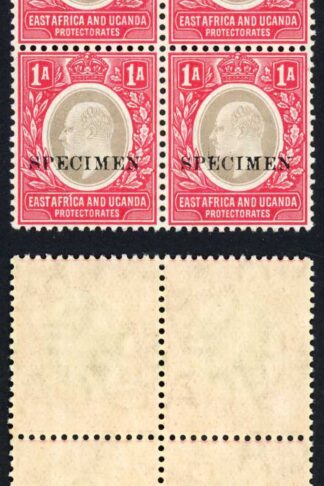 KUT SG18s KEVII 1a Wmk Mult Crown opt Specimen (locally) U/M BLOCK of FOUR
