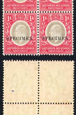 KUT SG18s KEVII 1a Wmk Mult Crown opt Specimen (locally) U/M BLOCK of FOUR