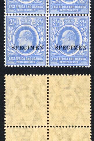 KUT SG20s KEVII 2 1/2a Wmk Mult Crown opt Specimen (locally) U/M BLOCK of FOUR