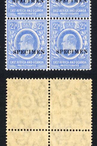 KUT SG20s KEVII 2 1/2a Wmk Mult Crown opt Specimen (locally) U/M BLOCK of FOUR