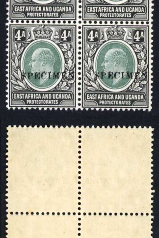 KUT SG23s KEVII 4a Wmk Mult Crown opt Specimen (locally) U/M BLOCK of FOUR