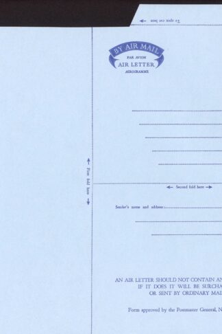 ASP1 KGVI 6d Purple STO Air Mail Letter Sheet ALBINO Printing (Missing Purple)
