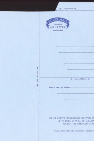 ASP1 KGVI 6d Purple STO Air Mail Letter Sheet ALBINO Printing (Missing Purple)