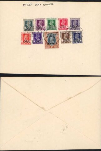 Muscat Officials 1944 SG.O1/O10 set on plain first day cover tied by MUSCAT pmks