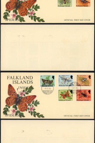 Falkland Is 1984 Insects and Spiders to 10p on two illustrated first day c