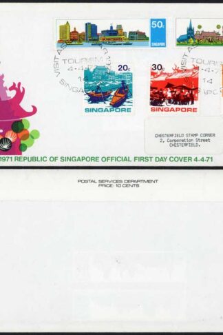 Singapore 1971 Visit ASEAN Year set on illustrated first day cover