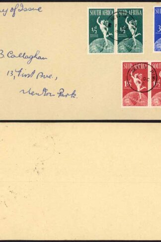 South Africa 1949 UPU set on first day cover NEWTON PARK temporary postmark