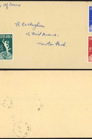 South Africa 1949 UPU set on first day cover NEWTON PARK temporary postmark
