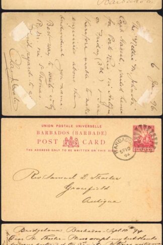 Barbados 1893-5 used postal stationery group incl 1/2d wrapper