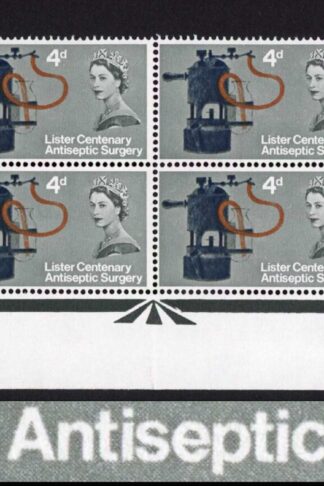 SG W63e 1965 4d Lister Carbolic Spray with Retouched e Var Cyl Block of 12 U/M