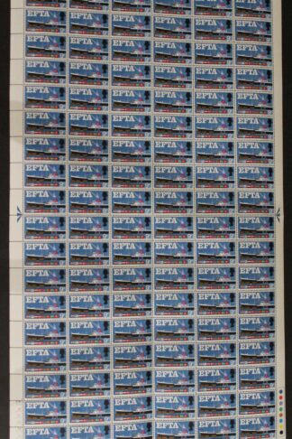 SG Spec W111h 1967 9d EFTA Complete Sheet with Quay Flaw U/M