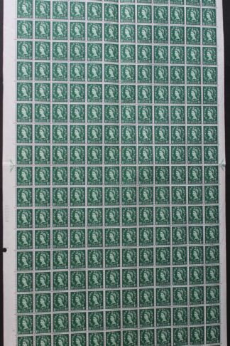 SG572 1 1/2 Green Wmk Crowns Upright Cyl 15 No Dot Complete Sheet U/M