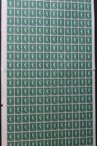 SG572 1 1/2 Green Wmk Crowns Upright Cyl 15 No Dot Complete Sheet U/M