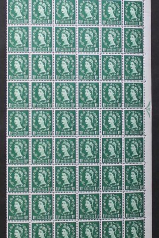 SG572 1 1/2 Green Wmk Crowns Upright Half Sheet U/M