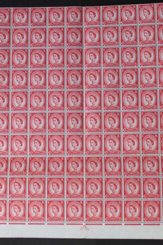 SG574 2 1/2d Carmine-red Type II Cyl 59 No Dot Half Sheet U/M