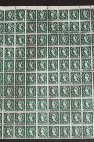 SG572 1 1/2 Green Wmk Crowns Upright Half Sheet U/M