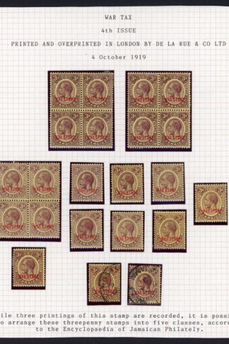 Jamaica SG77 3d WAR TAX Page of Shades etc Mostly M/M