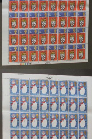SG713c/17 1966 Christmas Set with Missing T on 3d Value Part Sheets U/M