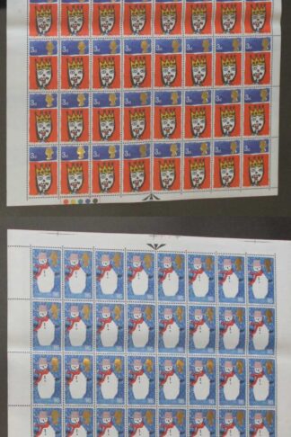 SG713c/17 1966 Christmas Set with Missing T on 3d Value Part Sheets U/M