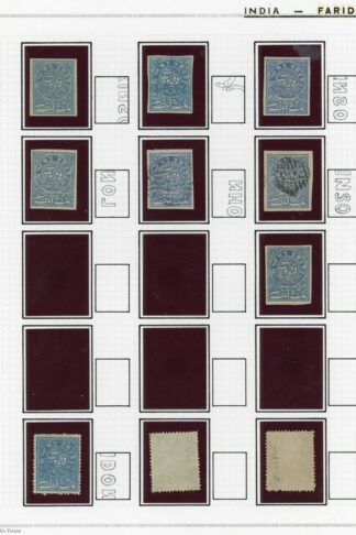 Faridkot Album page of stamps (10) with watermarks